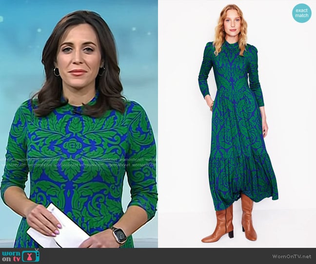 Boden High Neck Tiered Jersey Dress worn by Hallie Jackson on Today