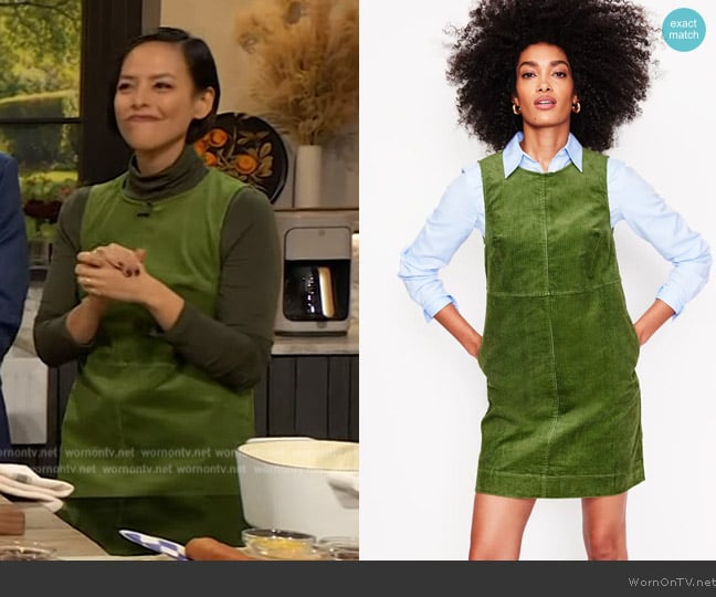 Boden Pia Cord Shift Dress worn by Pilar Valdes on The Drew Barrymore Show