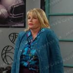 Bonnie’s blue floral blouse and tweed jacket on Days of our Lives