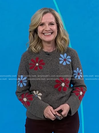 Bonnie Hunt’s grey floral sweater on Today