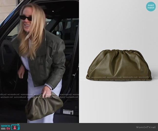 Bottega Veneta The Pouch in Olive Green worn by Heather Gay on The Real Housewives of Salt Lake City