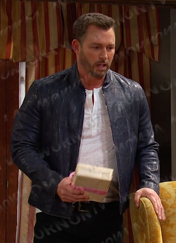 Brady’s blue leather jacekt on Days of our Lives