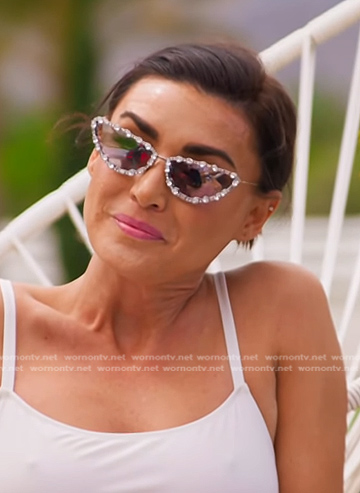 Bronwyn's embellished cat eye sunglasses on The Real Housewives of Salt Lake City