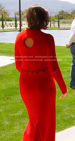 Bronwyn's red cutout back maxi dress on The Real Housewives of Salt Lake City