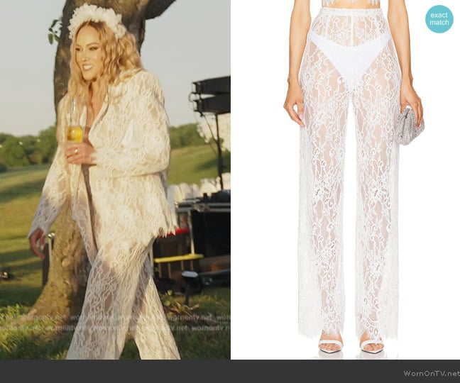 Bronx and Banco Capri Blanc Lace Pant worn by Ashley Darby on The Real Housewives of Potomac