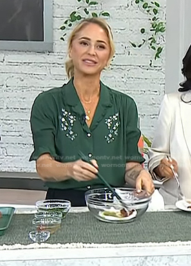 Brooke Williamson’s green floral embroidered blouse on Today