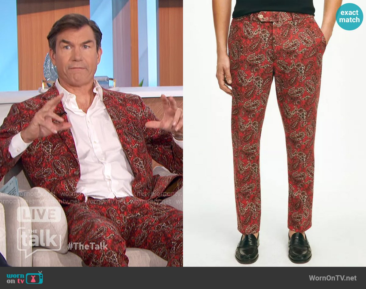 Brooks Brothers Slim Fit Paisley Suit Pants In Cotton Blend worn by Jerry O'Connell on The Talk