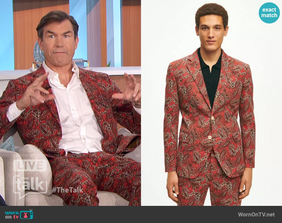 Brooks Brothers Slim Fit Paisley Suit Jacket In Cotton Blend worn by Jerry O'Connell on The Talk