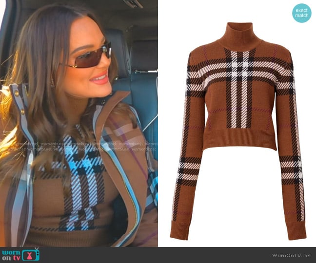 Burberry Exaggerated Check cropped Jumper worn by Meredith Marks on The Real Housewives of Salt Lake City