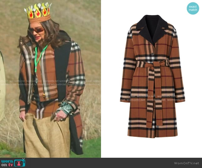 Burberry Check-pattern Reversible Wool Coat worn by Meredith Marks on The Real Housewives of Salt Lake City