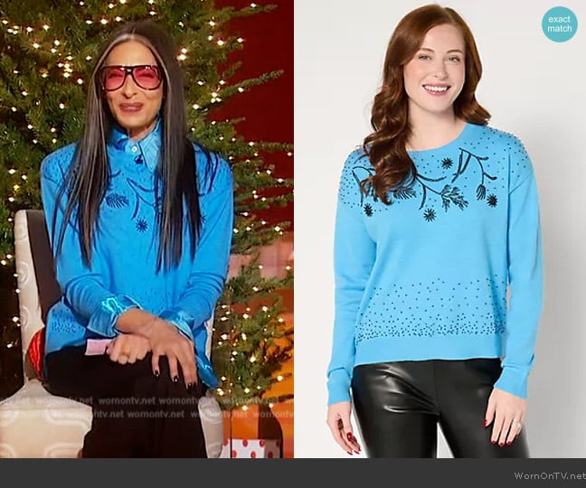 Stacy London Floral Embellished Sweater worn by Stacy London on Sherri