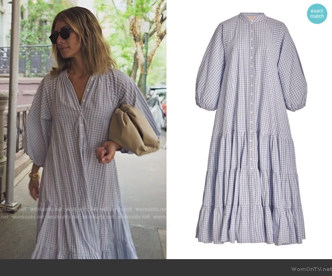 ByTiMo Tiered Gingham Cotton Midi Dress worn by Erin Lichy on The Real Housewives of New York City