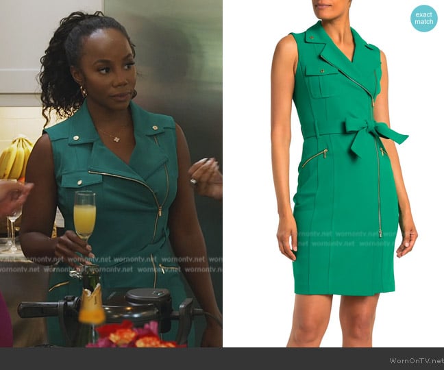 Calvin Klein Moto Tank Dress worn by Jassi Rideaux on The Real Housewives of Potomac