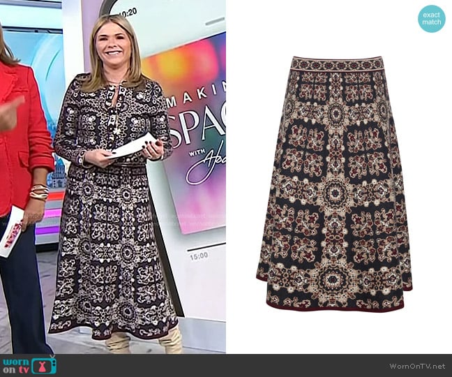 Cara Cara Tiffany Skirt in Grey Maroon Rita Tile worn by Jenna Bush Hager on Today