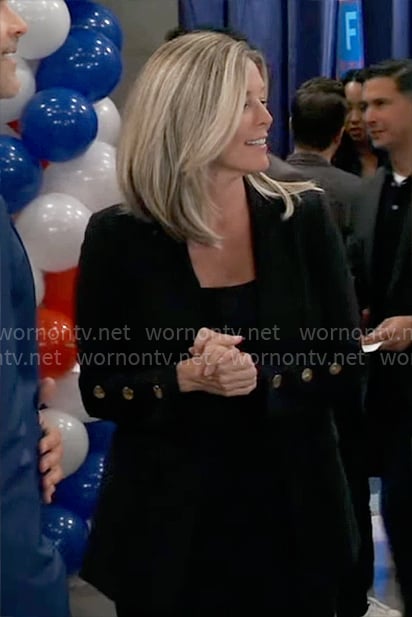 Carly’s black blazer with button sleeves on General Hospital