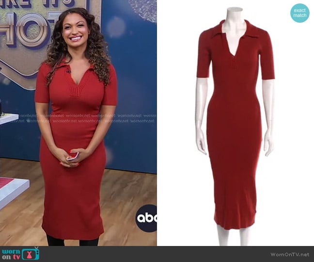 Caroline Constas V-neck Midi Dress worn by Milly Almodovar on Good Morning America