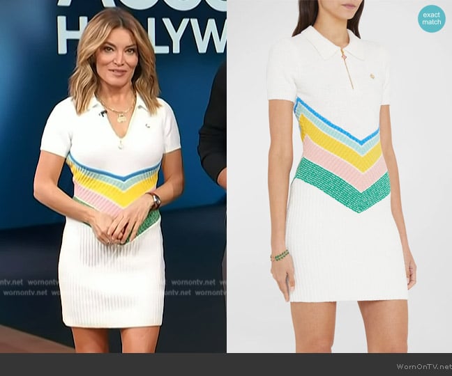 Casablanca Off-White Chevron Minidress worn by Kit Hoover on Access Hollywood