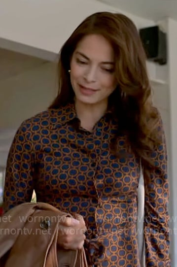 Cassandra's circle print shirtdress on Murder in a Small Town