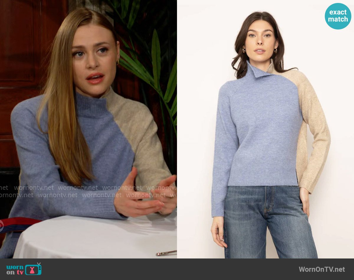 Central Park West Deacon Sweater worn by Claire Grace (Hayley Erin) on The Young and the Restless