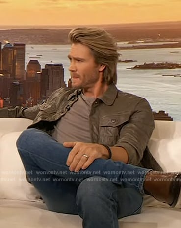 Chad Michael Murray's crinkle leather jacket on The Drew Barrymore Show