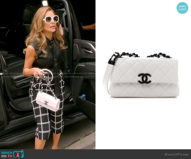 Chanel My Everything Flap Bag in Quilted Caviar Natural worn by Dorit Kemsley on The Real Housewives of Beverly Hills