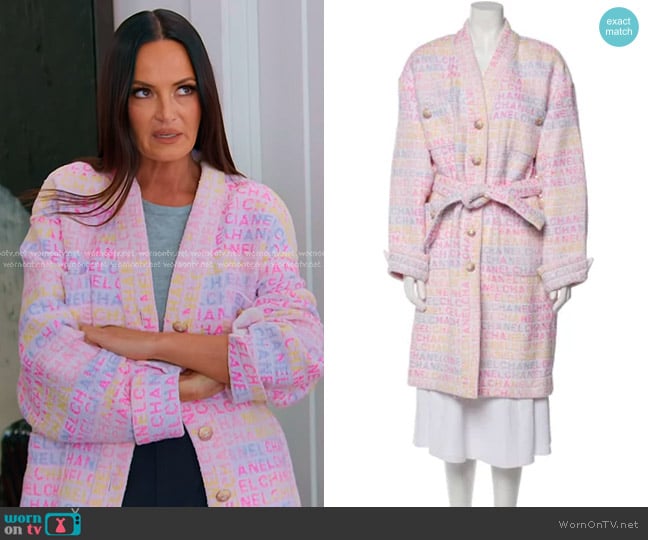 Chanel Printed Wood Coat worn by Lisa Barlow on The Real Housewives of Salt Lake City