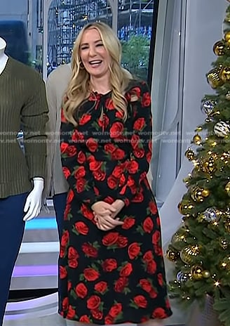 Chassie's black rose print dress on Today