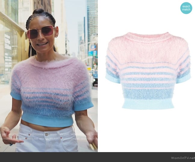 Chet Lo Stripe Print Knit Jumper worn by Racquel Chevremont on The Real Housewives of New York City