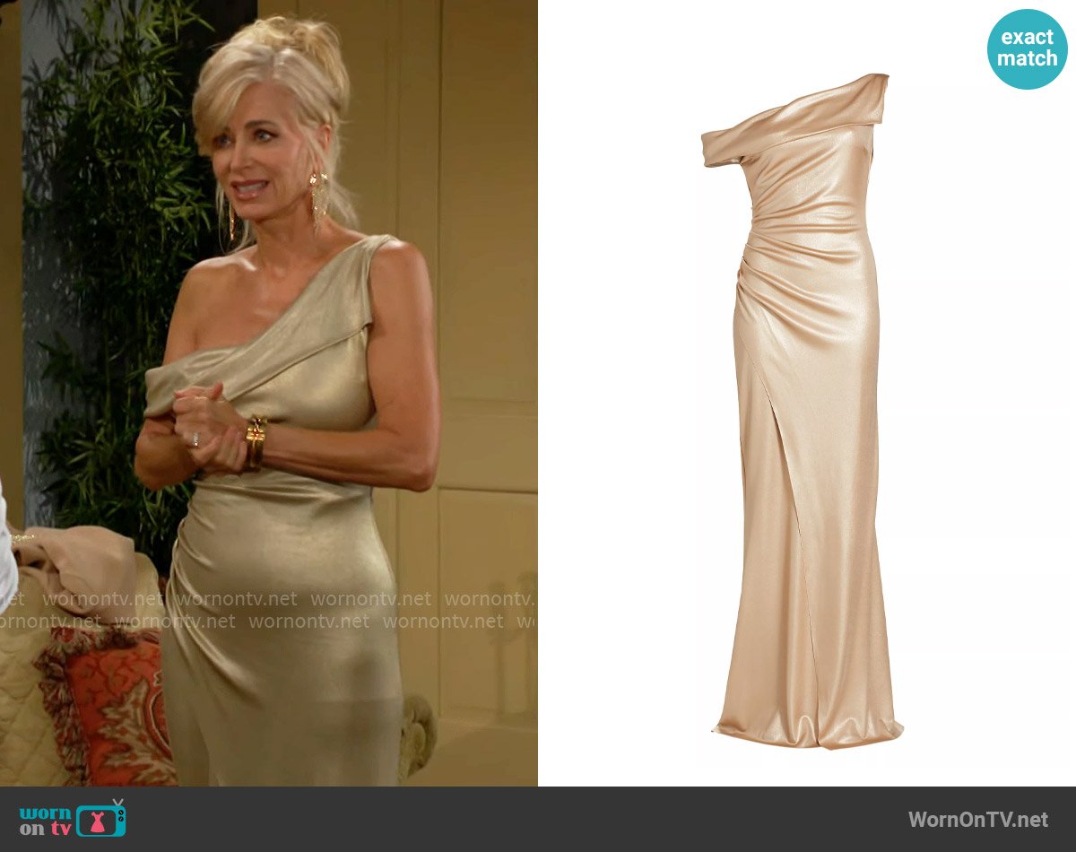 Chiara Boni La Petite Robe Koppany Splendid Draped Gown worn by Ashley Abbott (Eileen Davidson) on The Young and the Restless