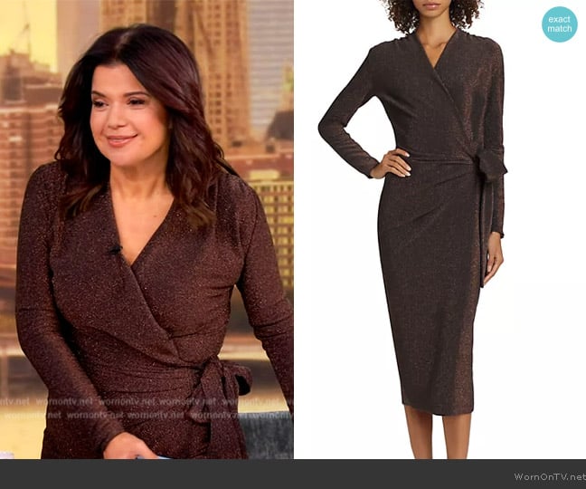 Chiara Boni La Petite Robe Antan Starry Metallic Jersey Faux-Wrap Midi-Dress worn by Ana Navarro on The View