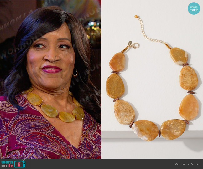 Chico's Jade Stone Bib Necklace worn by Paulina Price (Jackée Harry) on Days of our Lives