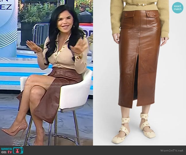 Lauren Sanchez’s brown leather skirt on Today