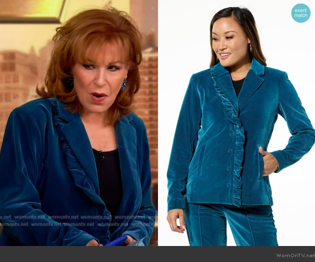 C Wonder by Christian Siriano Velvet Ruffle Blazer worn by Joy Behar on The View