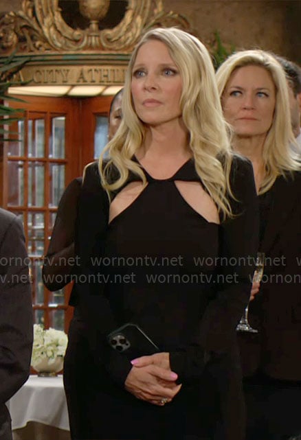 Christine’s black dress with cutouts on The Young and the Restless