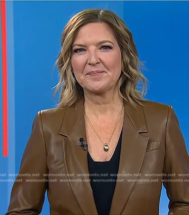 Christine Romans’ brown leather blazer on Today