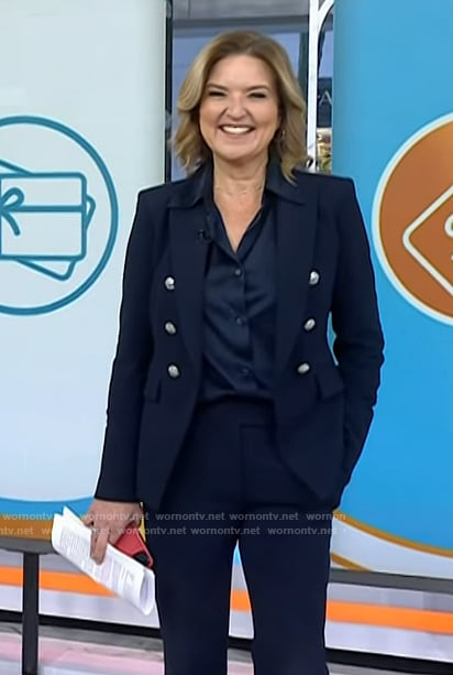 Christine Romans’ navy blazer with silver buttons  on Today