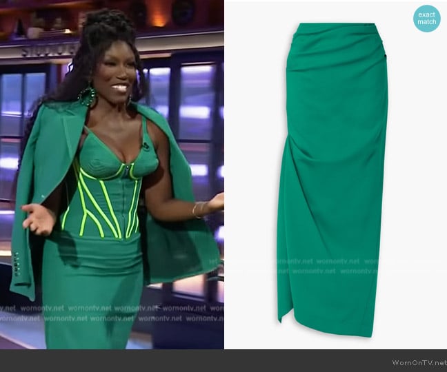 Christopher John Rogers Asymmetric gathered woven maxi skirt worn by Bozoma Saint John on The Kelly Clarkson Show