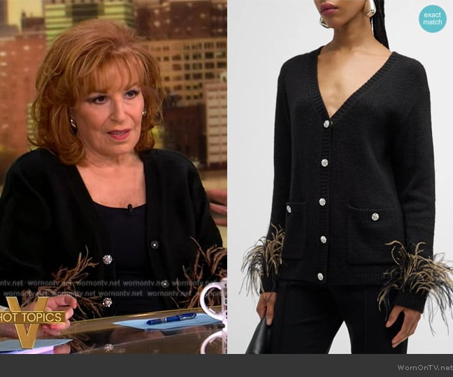 Cinq a Sept Dreama Marnie Feather Cuff Cardigan worn by Joy Behar on The View