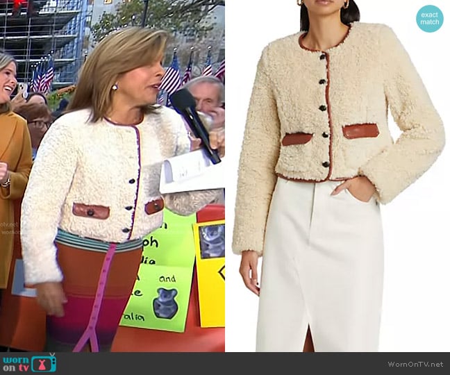 Cinq a Sept Naia Teddy Jacket in Ivory Mahogany worn by Hoda Kotb on Today