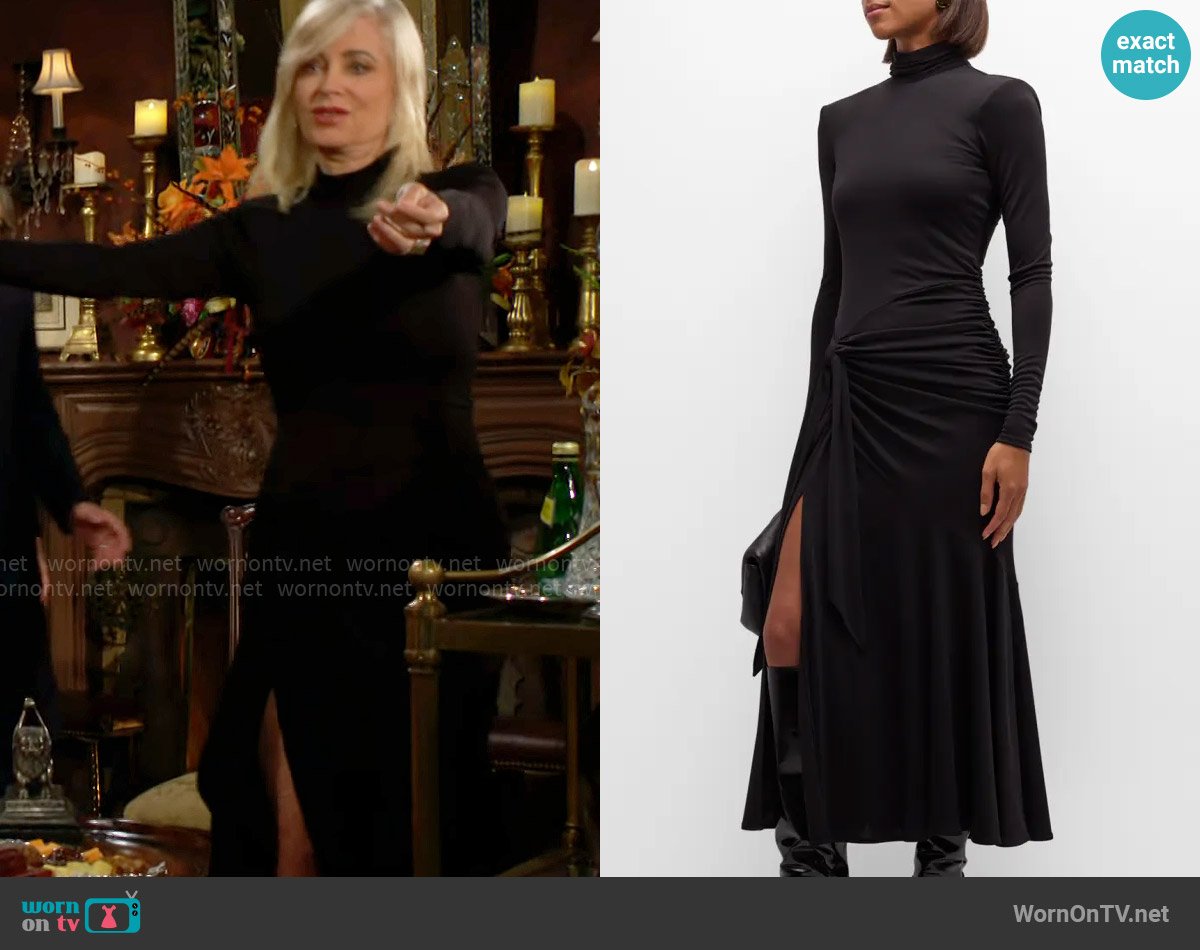 Cinq a Sept Johnson Dress in Black worn by Ashley Abbott (Eileen Davidson) on The Young and the Restless