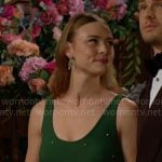 Claire’s green cutout dress at Ashley & Devon’s wedding on The Young and the Restless