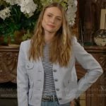 Claire’s light blue Jacket with pockets on The Young and the Restless