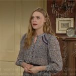 Claire’s printed blouse and pleated skirt set on The Young and the Restless