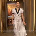 Daisy Ridley’s white contrast polka dot dress on The Drew Barrymore Show