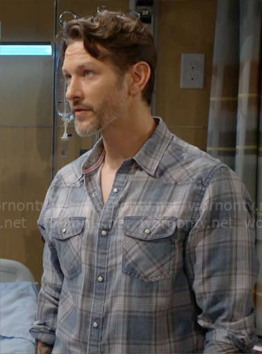 Daniel’s blue plaid shirt on The Young and the Restless