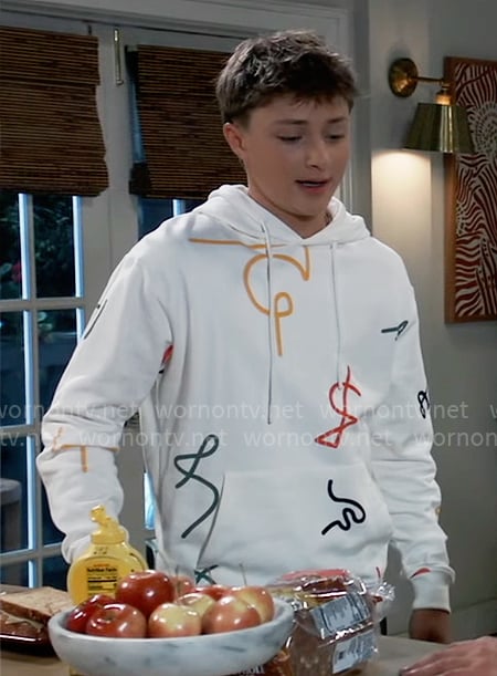 Danny’s abstract print hoodie on General Hospital