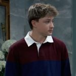 Danny’s burgundy and navy stripe polo shirt on General Hospital