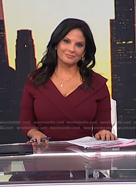 Darlene's burgundy surplice dress on Today