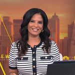 Darlene’s white striped short sleeve cardigan on Today