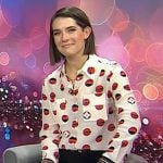 Daryn Carp’s white print button down shirt on Today